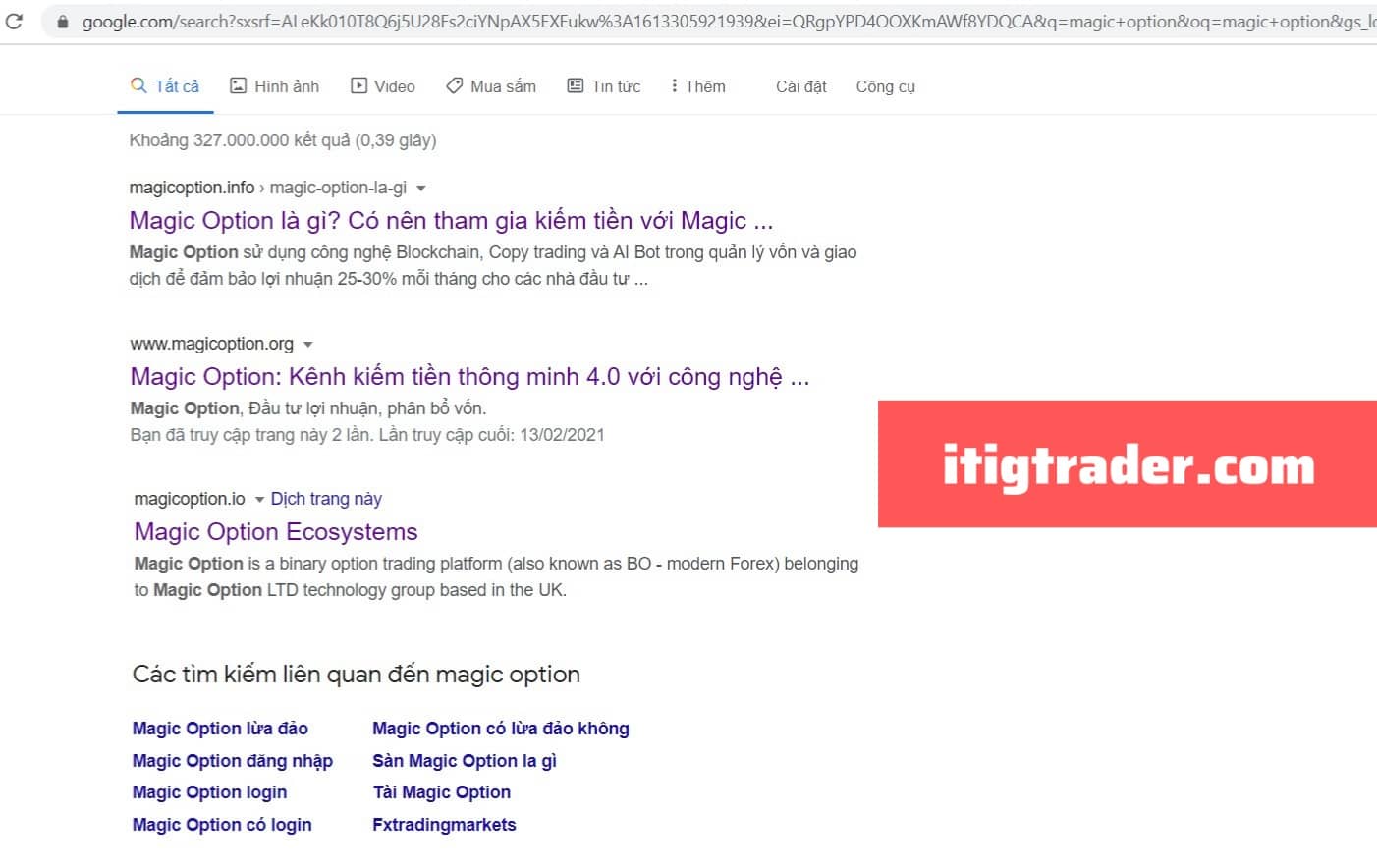 thông tin search google về Magic Option